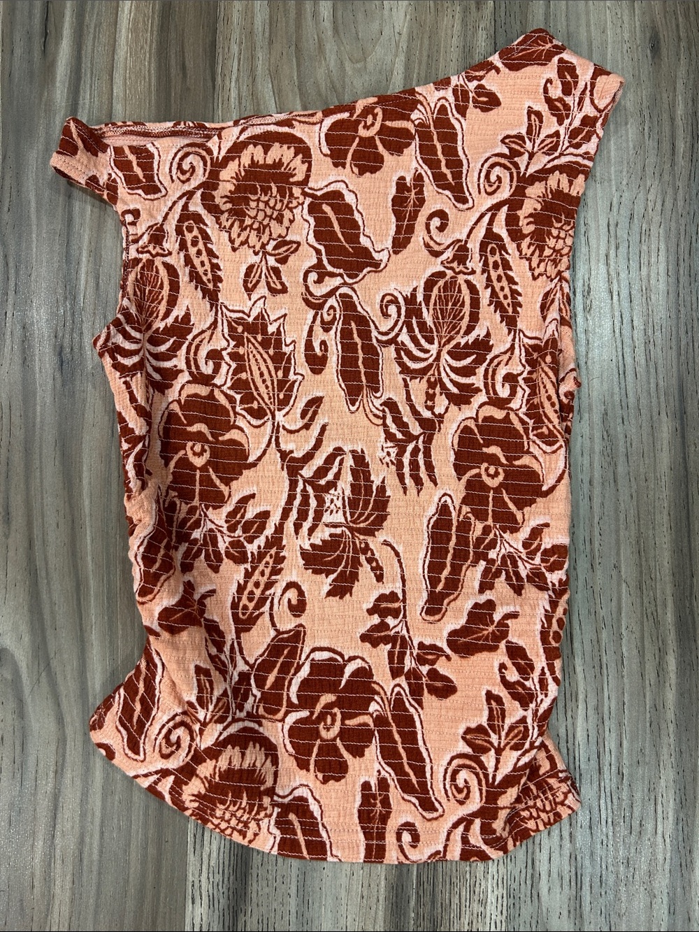 Free People Peach One-Shoulder Tank with Rust Trim